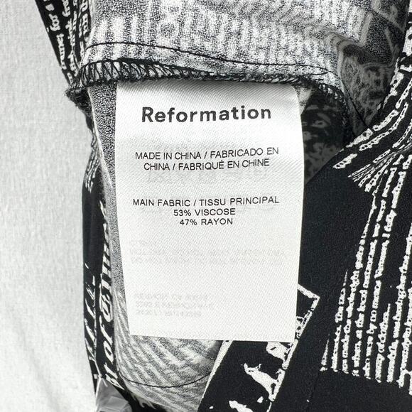 REFORMATION Sorrenti Pants Women 4 Black White Zine Magazine Newspaper Print NEW - Picture 11 of 16